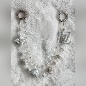 Designer Inspired White And Silver Bling Rhinestones Bag Chain